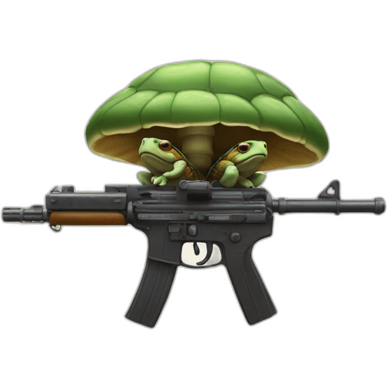 Double headed turtle mushroom with a machine gun emoji