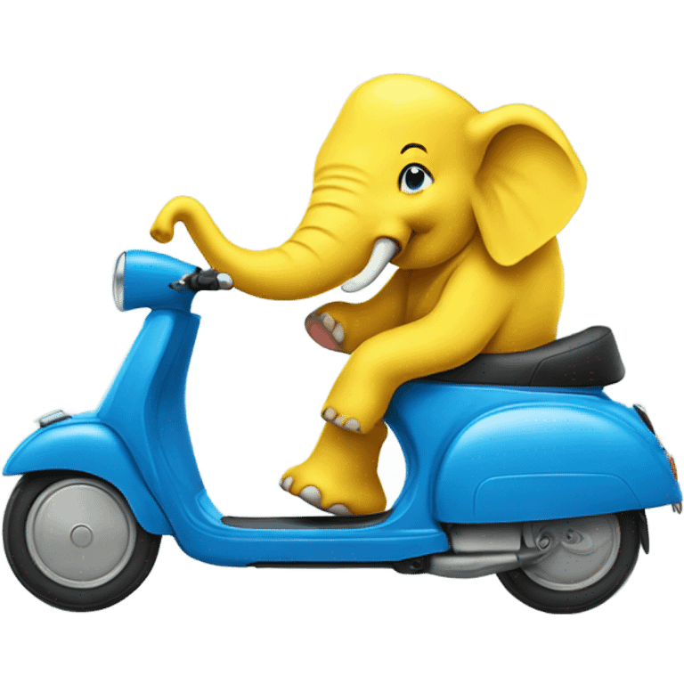 Yellow elephant riding a blue scooter emoji