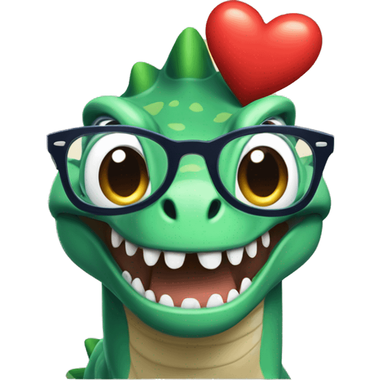 Dinosaurio con lentes de corazón  emoji