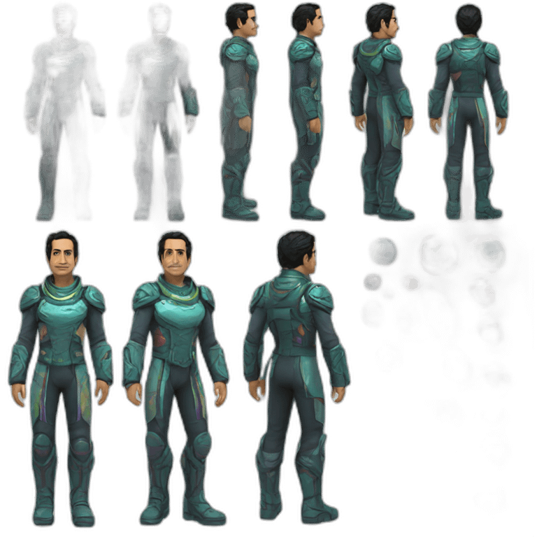 Ben Chaplin exotic rainbow space outfit full body emoji