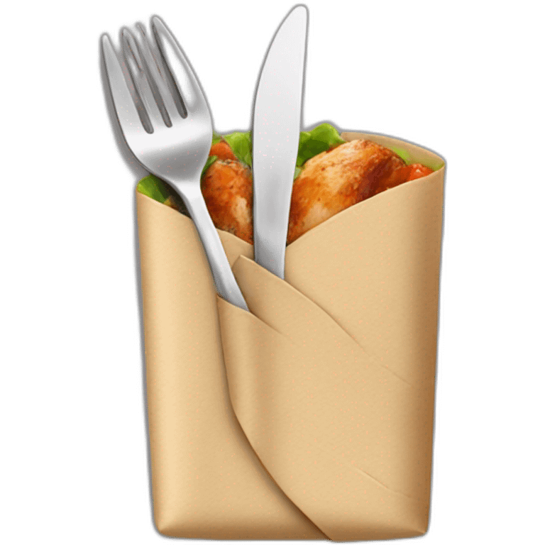 cutlery-and-chicken-wrap emoji