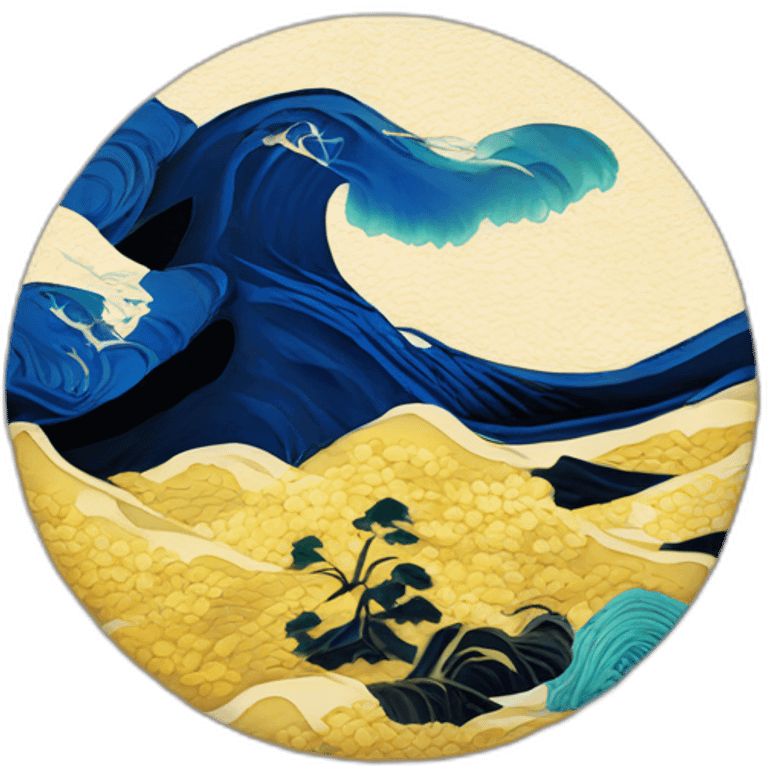 Hokusai in the style of Van Gogh emoji