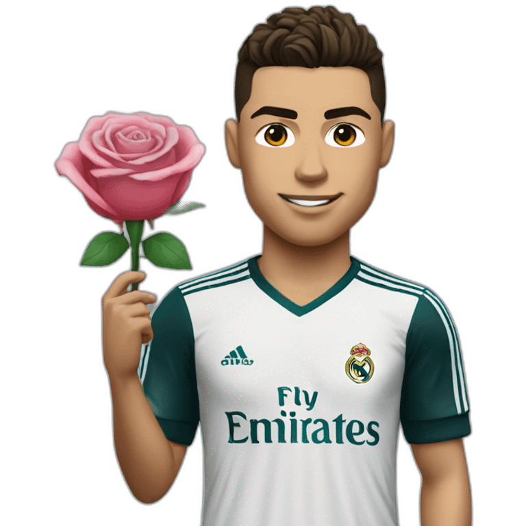 Ronaldo with real madrid shirt give a rose emoji