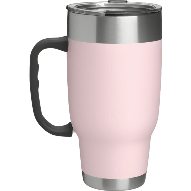 Light pink 40oz Stanley tumbler with handle emoji