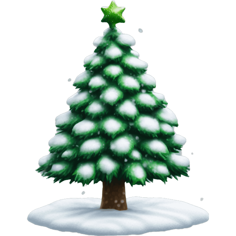 Realistic Christmas tree sprinkled in snow emoji