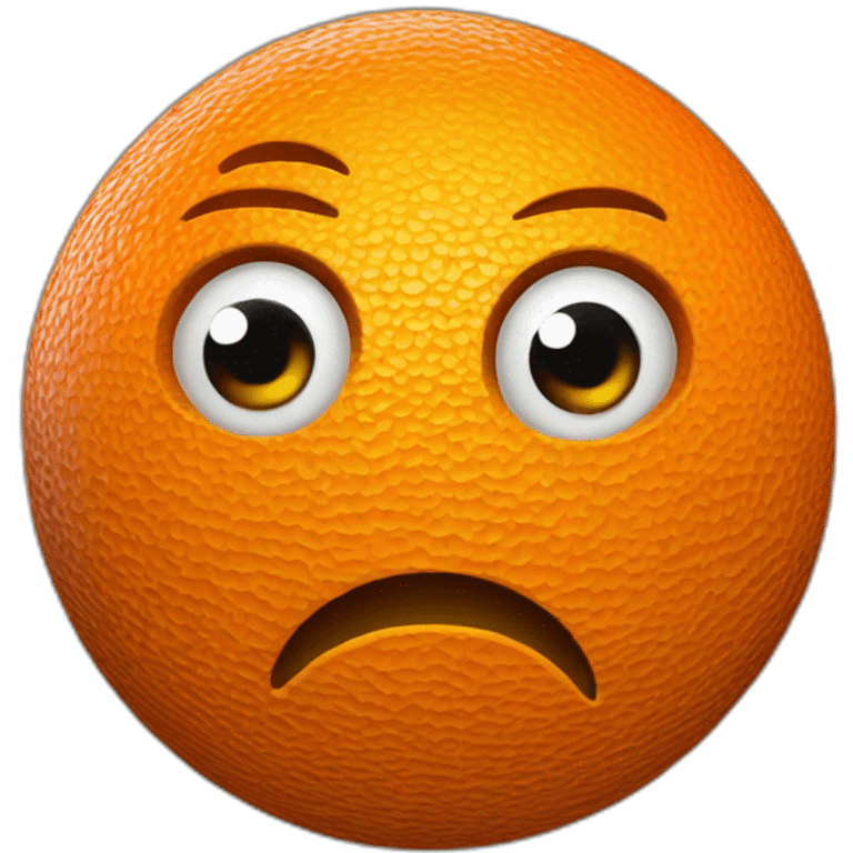 3d sphere with a cartoon orange skin texture with big thoughtful eyes emoji