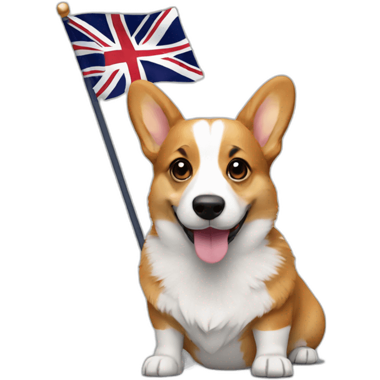 corgi with the British flag emoji