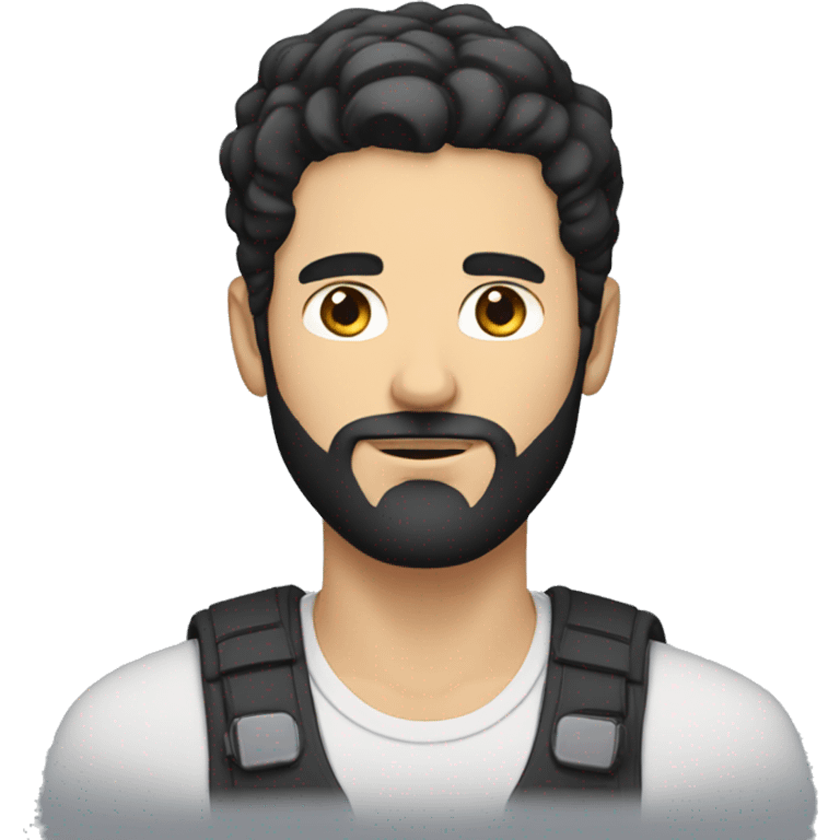 white Man with circle beard and short black hair emoji