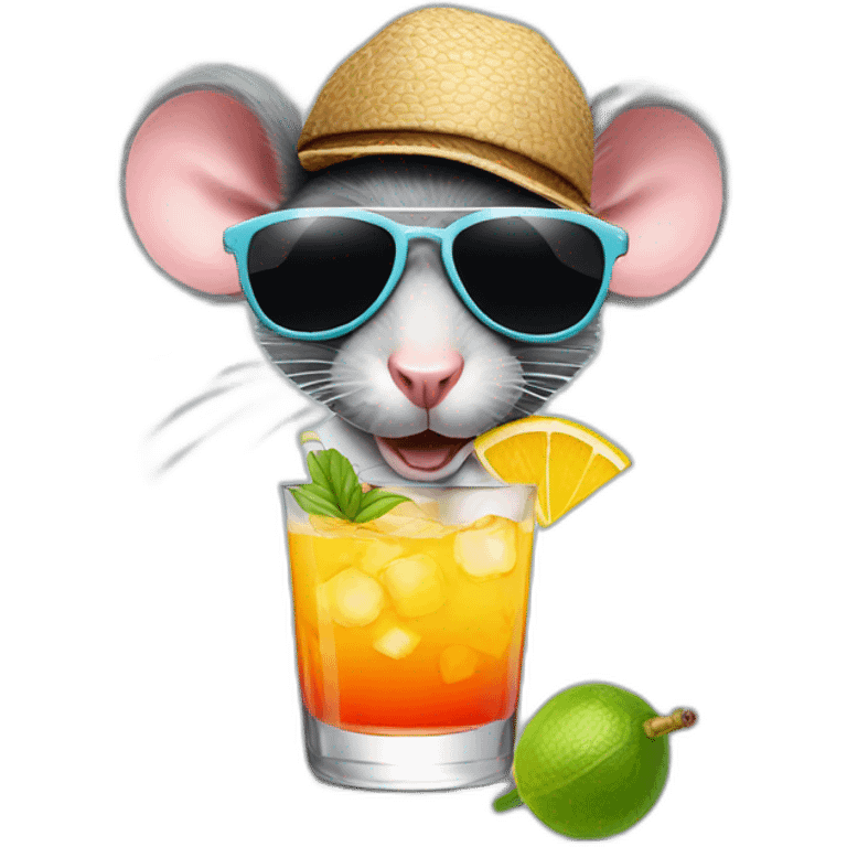 rat in sunglasses with a cocktail emoji