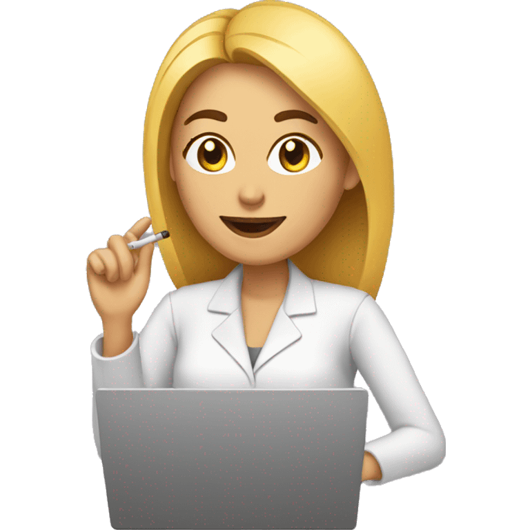 mujer con smokingen computador emoji