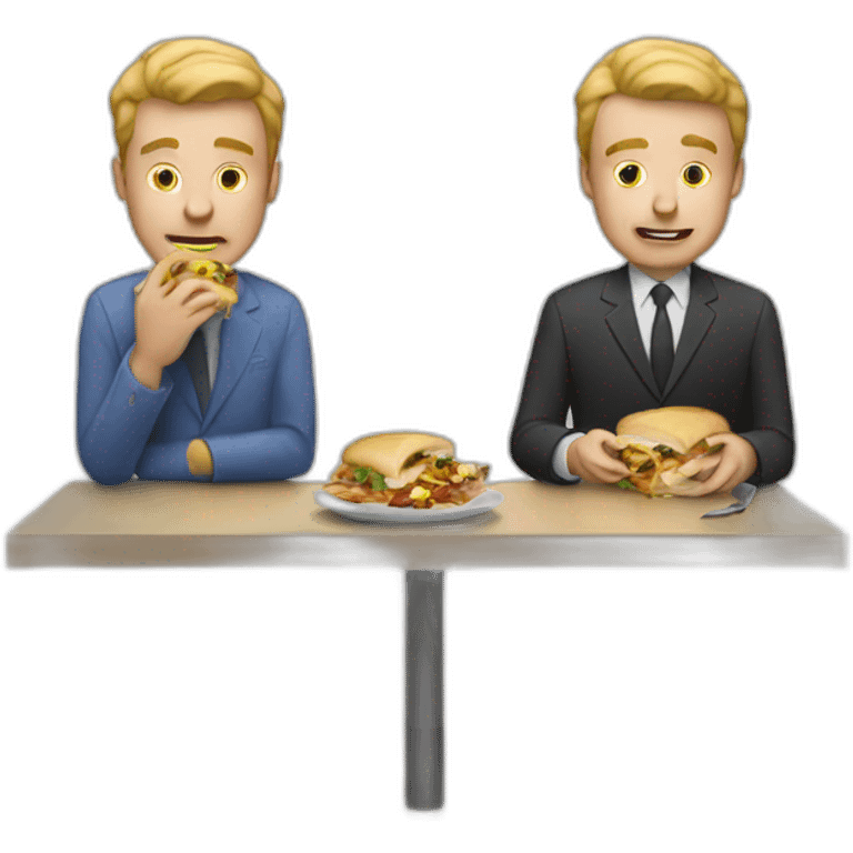 Two white big man eat lunch emoji