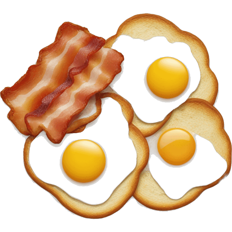 “Two fried eggs, crispy bacon, and buttered toast on a plate.” emoji