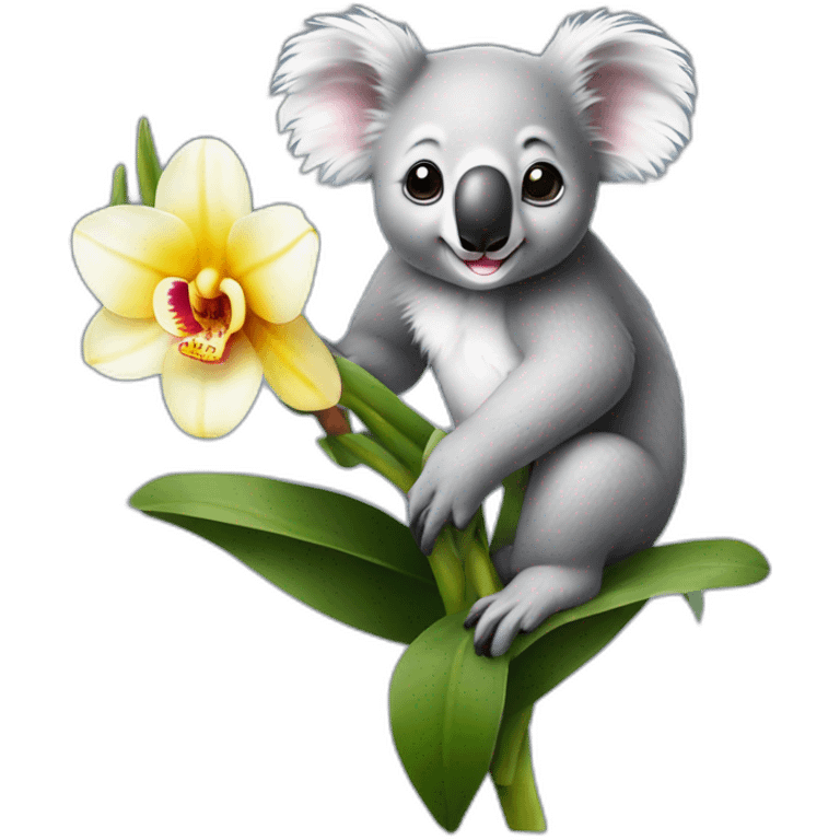 Koala sur une orchidée emoji