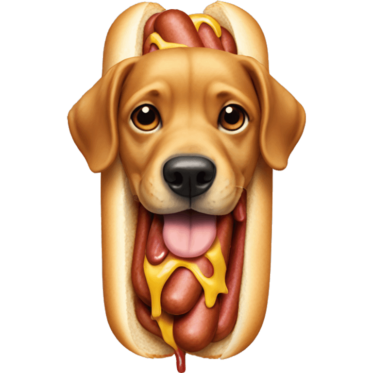 Dog eat hot dog emoji