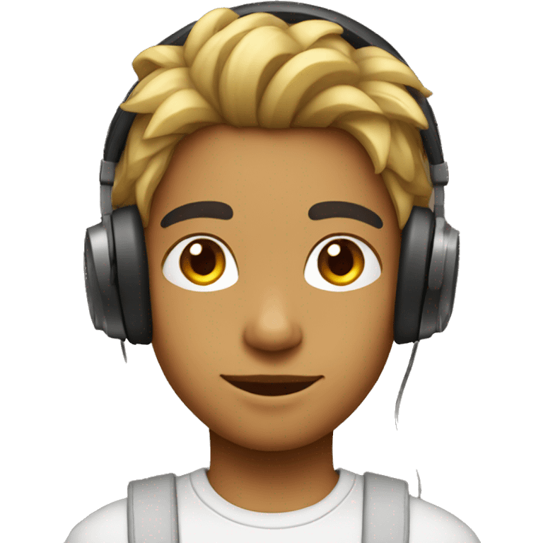 indian fair boy boy with mullet hairstyle and headphones emoji