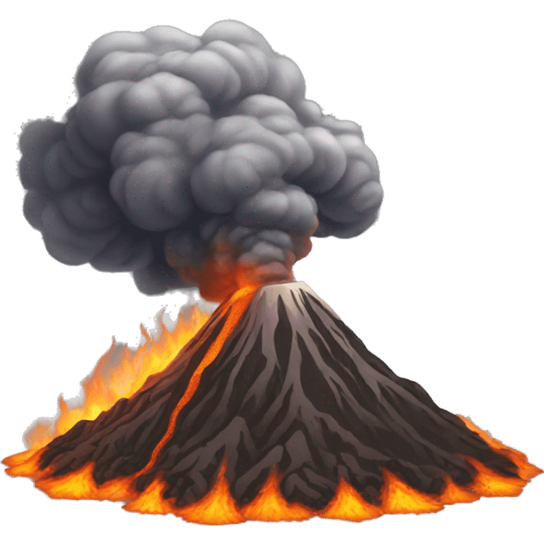 awakened volcano, ashes, fire, relief emoji