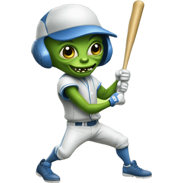 Alien playing baseball emoji