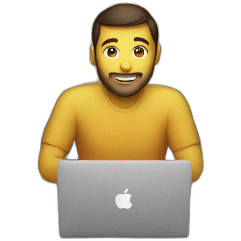 Developers with MacBooks sitting around a circular tabl emoji