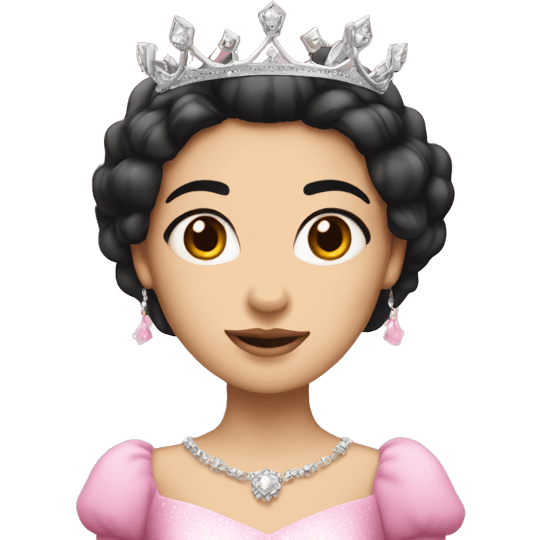 PRINCESS WITH WHITE SKIN, STRAIGHT BLACK HAIR, WITH PRINCESS CROWN, WITH PINK PRINCESS OUTFIT emoji