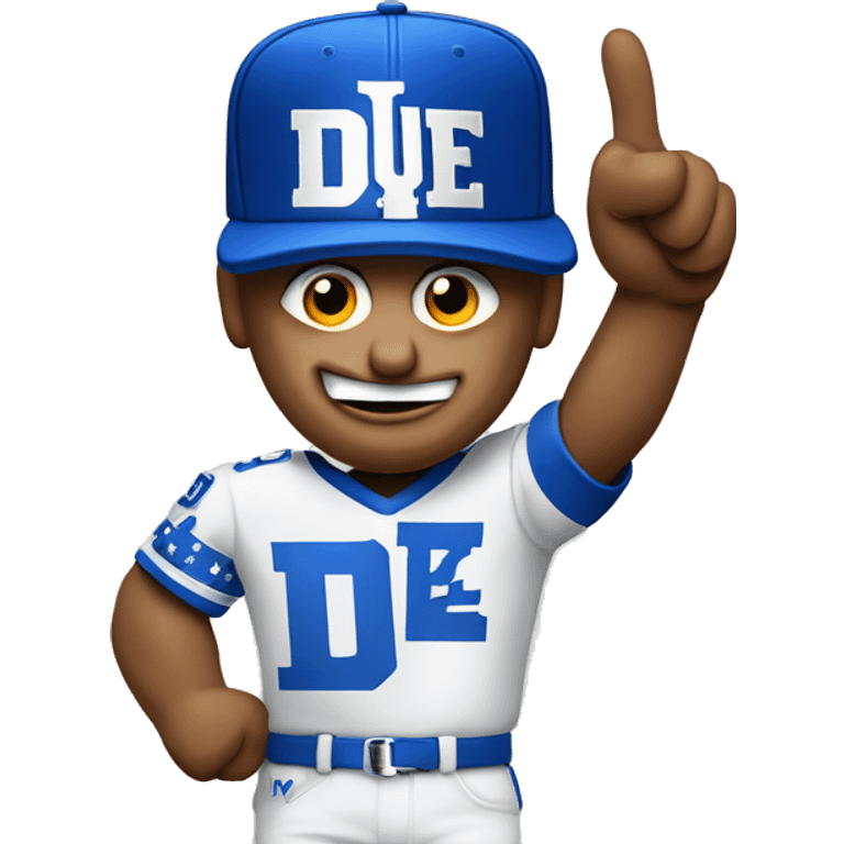 Donald Trump wearing Duke Blue Devils shirt, paint, foam finger emoji