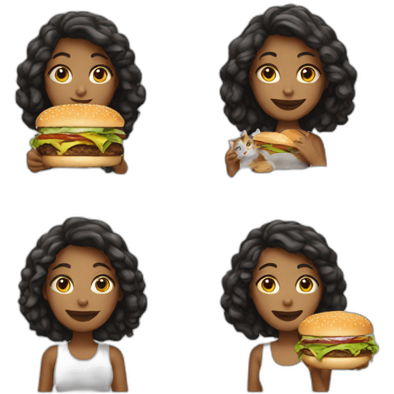 Women with burger and cat emoji