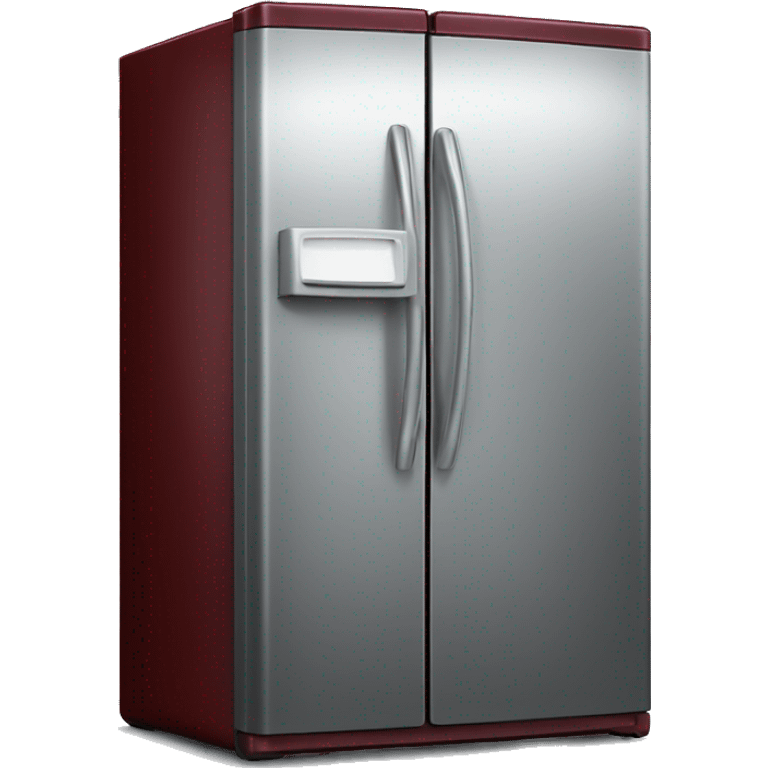 Realistic metallic dark red fridge isolated.  emoji