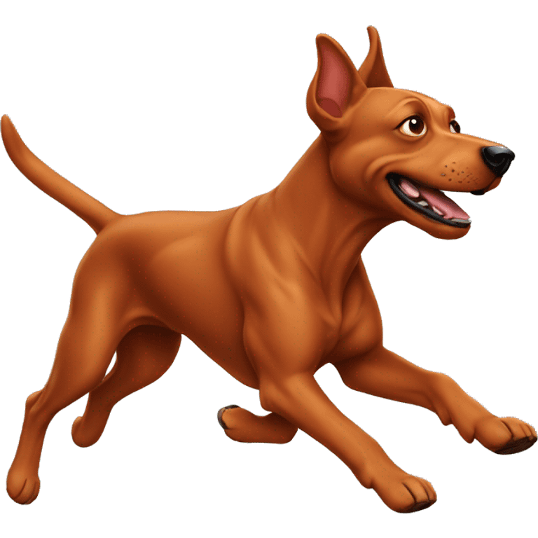 realistic solid red dog with pointed ears running emoji