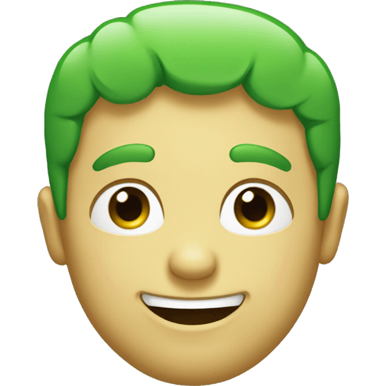 Simple green smiling face with close eyes emoji