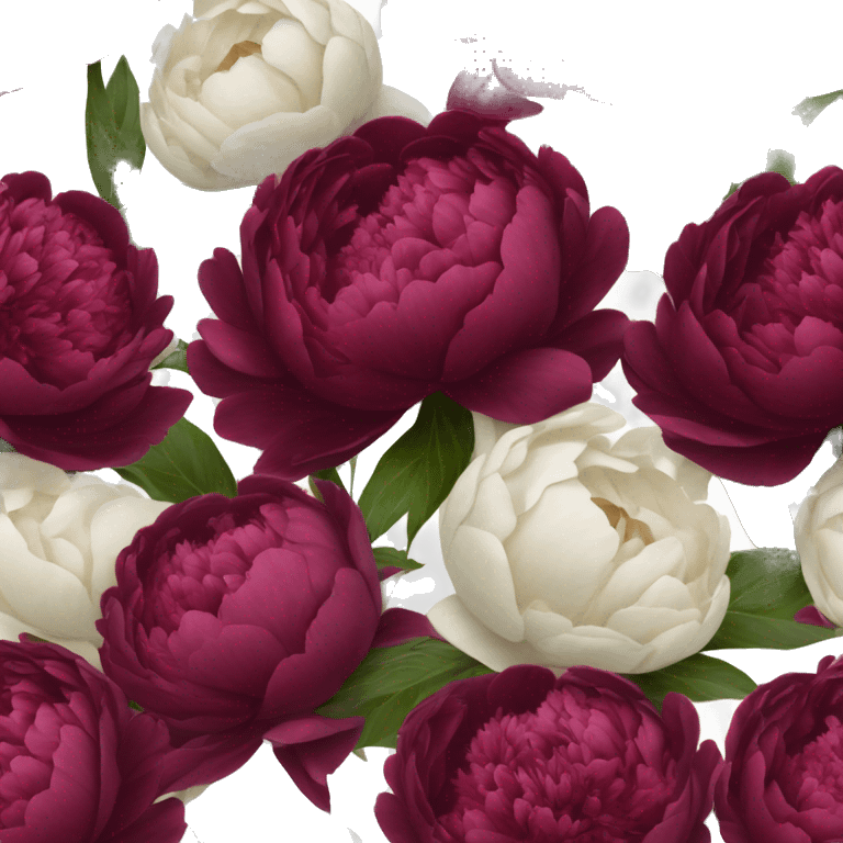 Big bouquet of burgundy peonies with a white satin ribbon emoji