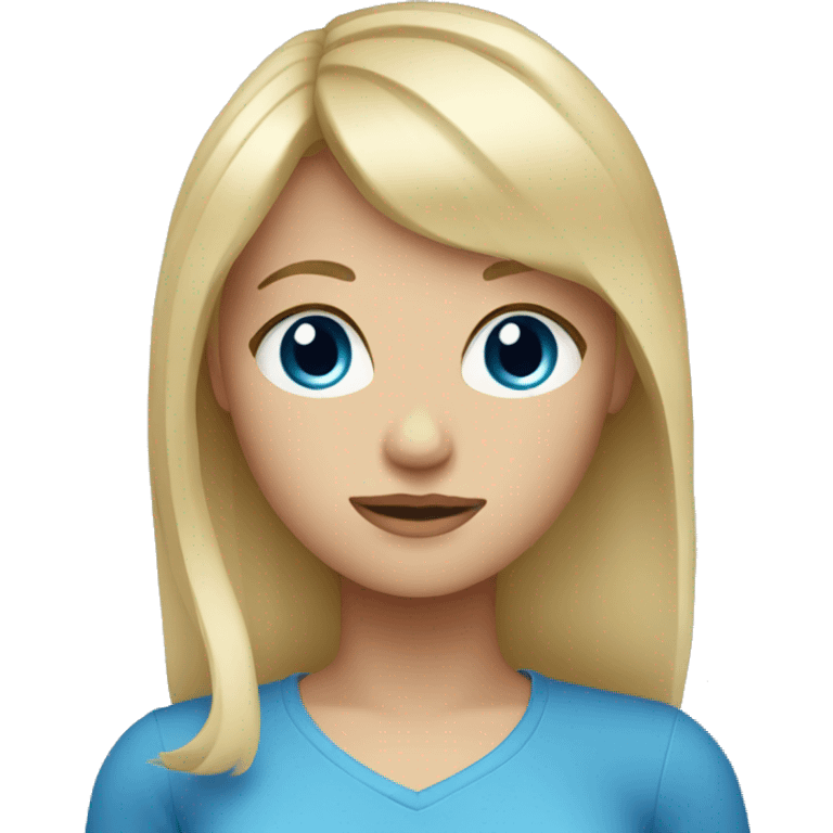 Blonde hair with bangs blue eyes girl  emoji