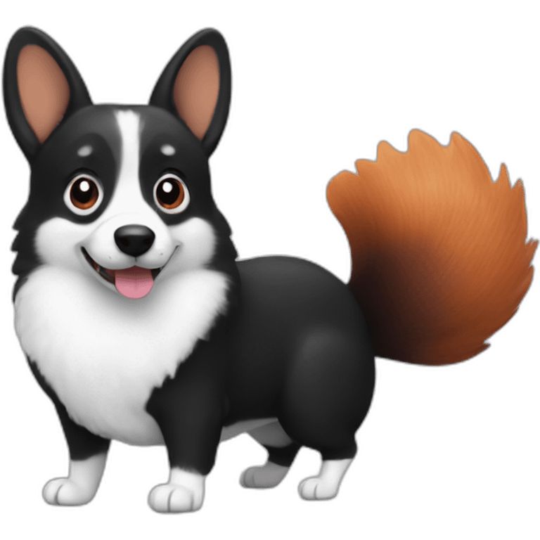 Black corgi VS squirrel emoji