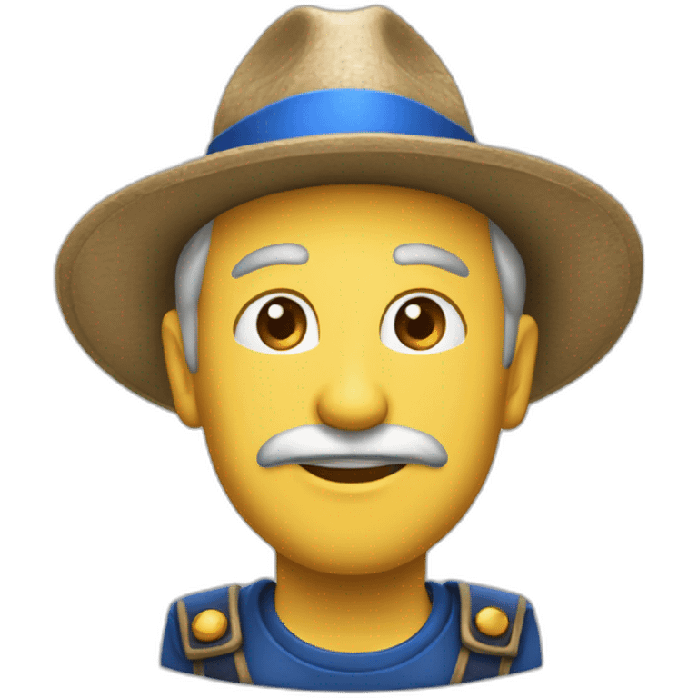 mago com um chapéu azul e o sinal de afirmativo com o polegar direito emoji