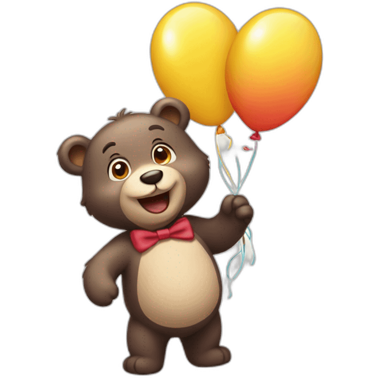 happy bear with balloons  emoji