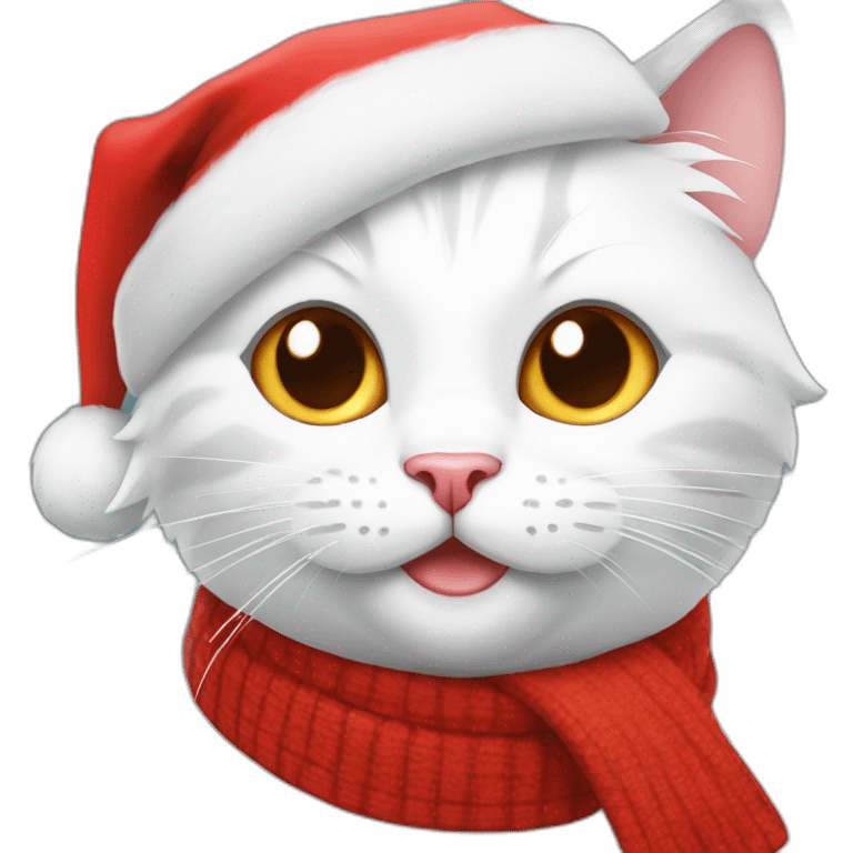 christmas white kitty in red hat emoji