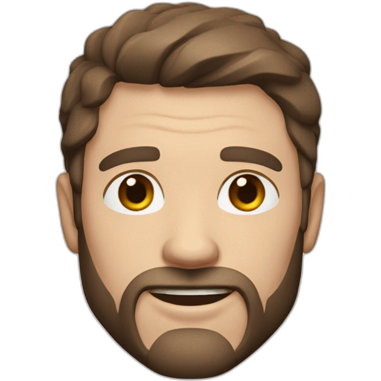 Muscular middle age man with brown hair blue eyes and a short beard emoji