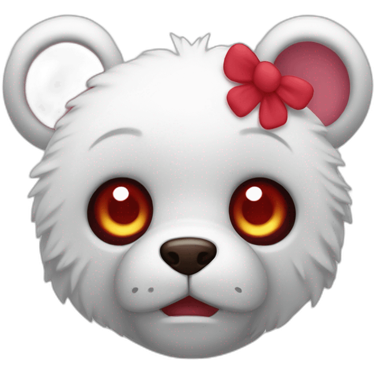 White Gloomy bear with red eyes emoji