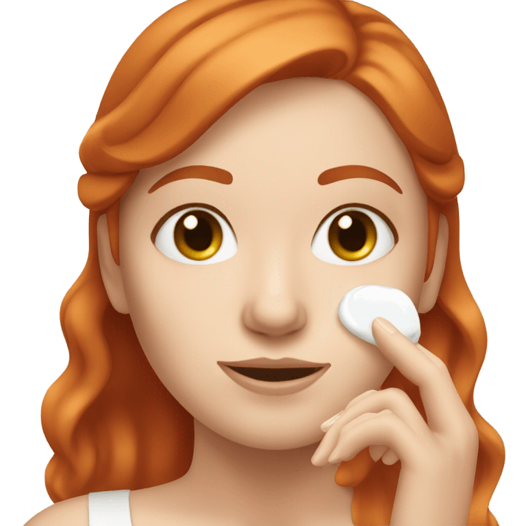 red hair white girl applying cream on face emoji