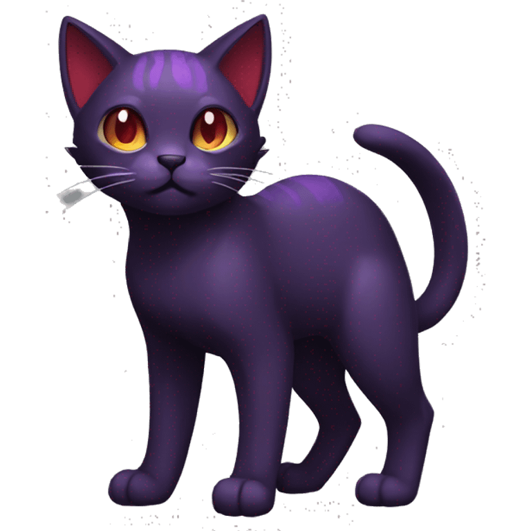 Cute cool dark black red purple cat Fakemon full body emoji