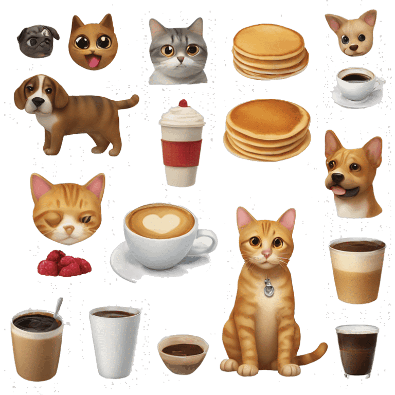 Cat,love,dog,coffee,pancake  emoji