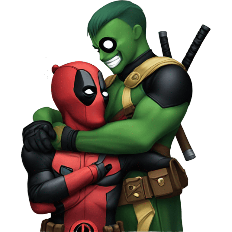 Deadpool hugging Loki emoji