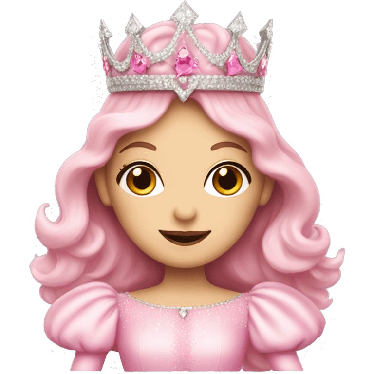 Glinda the good witch wearing pink emoji