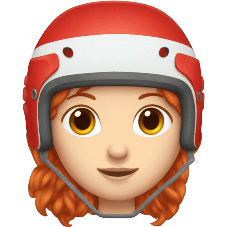 red hair Girl ice hockey helmet  emoji