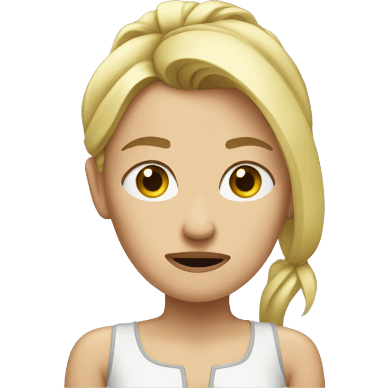 blond ponytail woman upset emoji