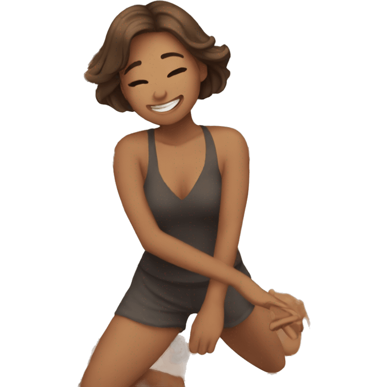 Girl dancing and blushing emoji