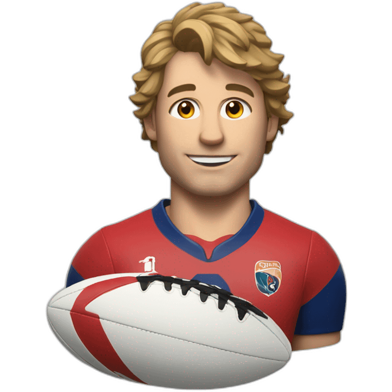 Antoine Dupont, avec un ballon de rugby emoji