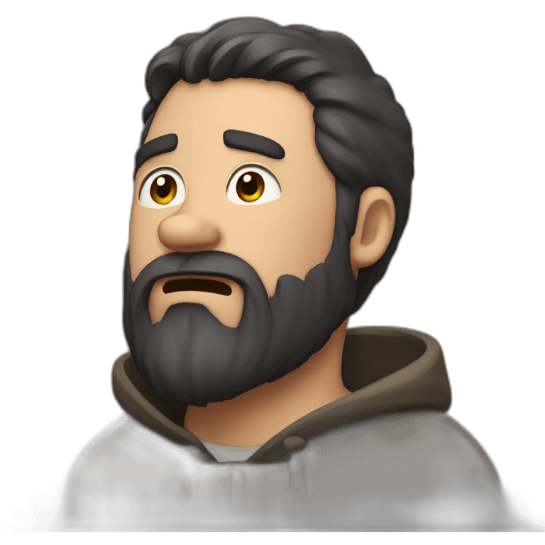 dark hair bearded man throwing his capeover his shoulder in shame emoji