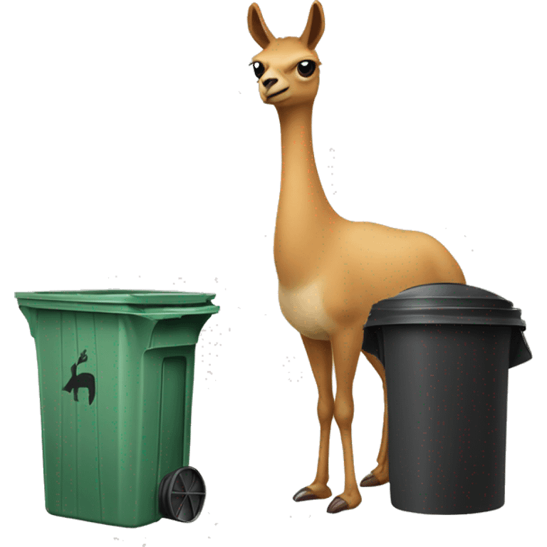 vicuna standing next to a trash can emoji