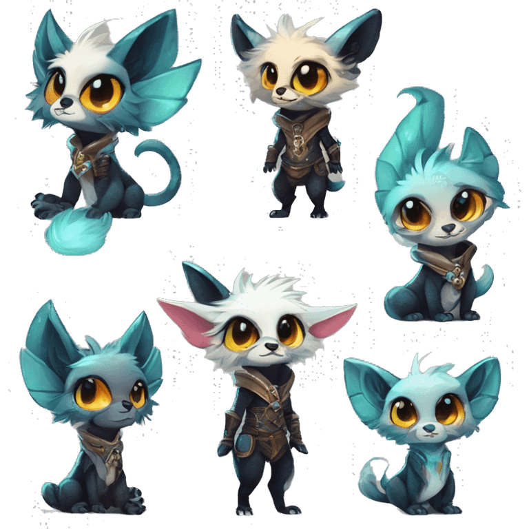 Cool cute Kawaii edgy fantasy shiny chibi animal creature fursona Fionbri vernid by griffsnuff & LiLaiRa & Falvie full bodyal emoji