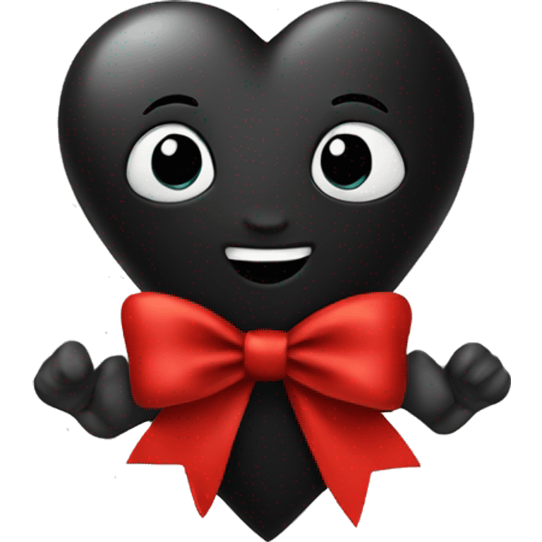 Black heart with red bow emoji