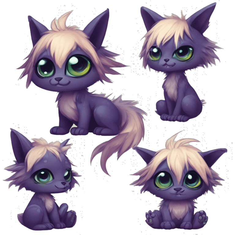 Cool cute Kawaii edgy fantasy shiny chibi animal creature fursona Fionbri vernid by griffsnuff & LiLaiRa & Falvie full bodyal emoji